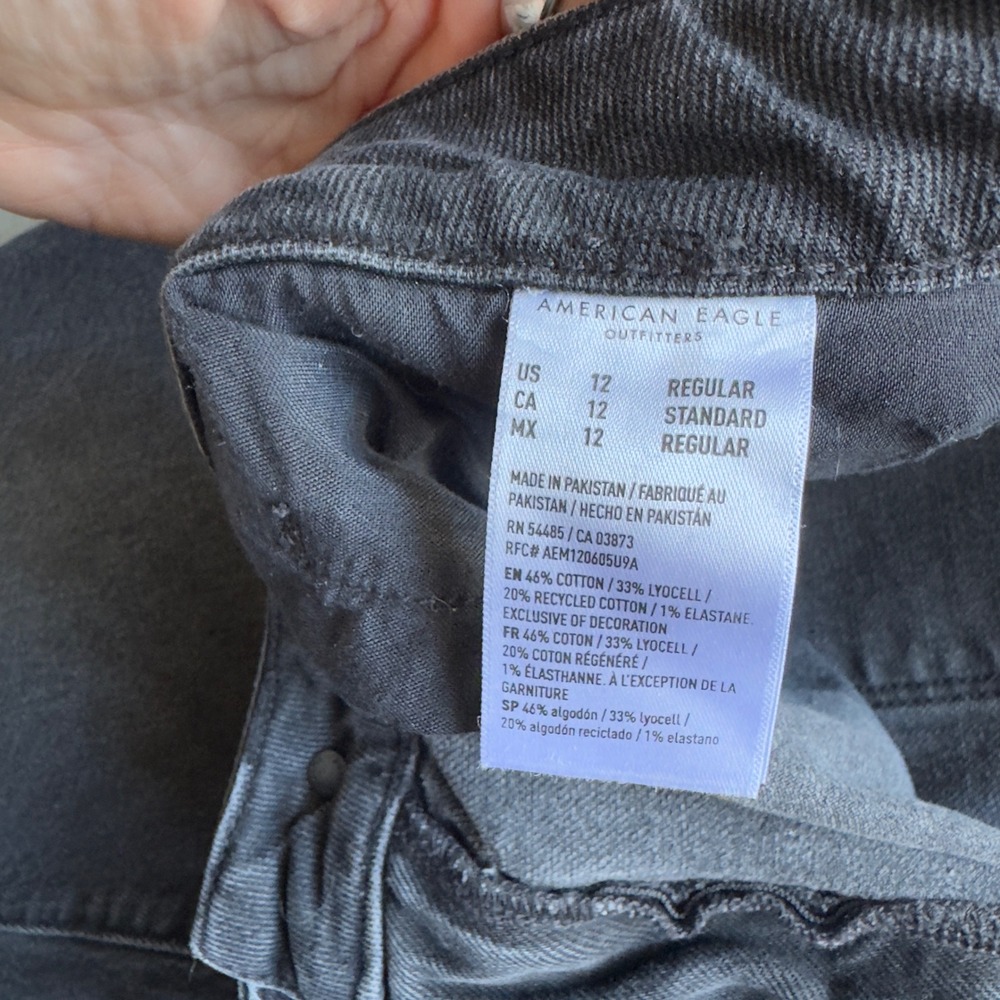 American Eagle Skinny Jeans Womens 12 Regular Washed Black Stretch Denim 2025 - Picture 4 of 8